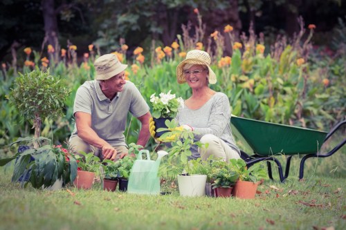 Eco-friendly recycling and sustainability work in a London garden