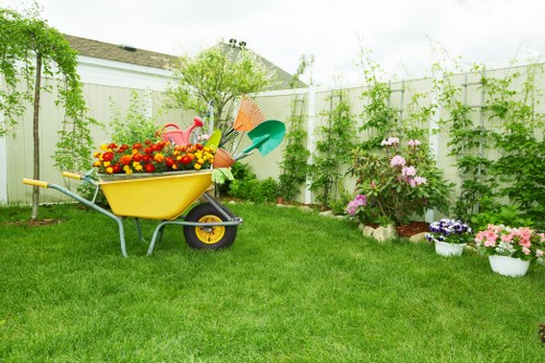 Gardeners Farringdon team working safely in a private garden
